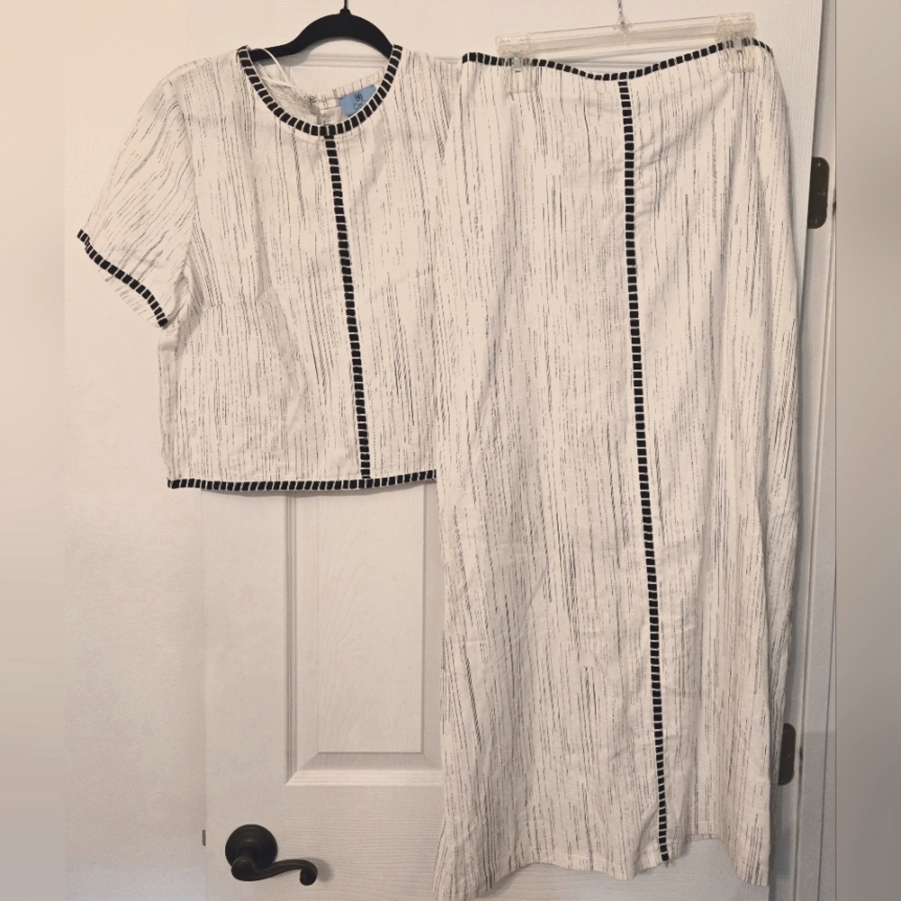 Cece Linen Blend Maxi Skirt Set Size Med